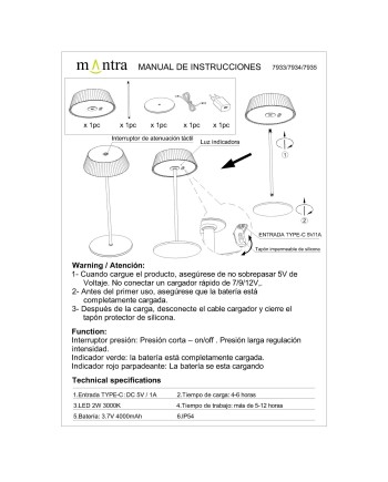 RELAX * SOBREMESA LED BLANCO - RECARGABLE